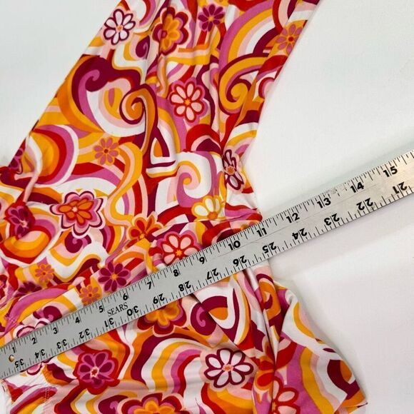 Derek Heart Pants Women Medium Abstract Floral Pattern Mid-Rise Flare 70s hippie - Picture 4 of 9